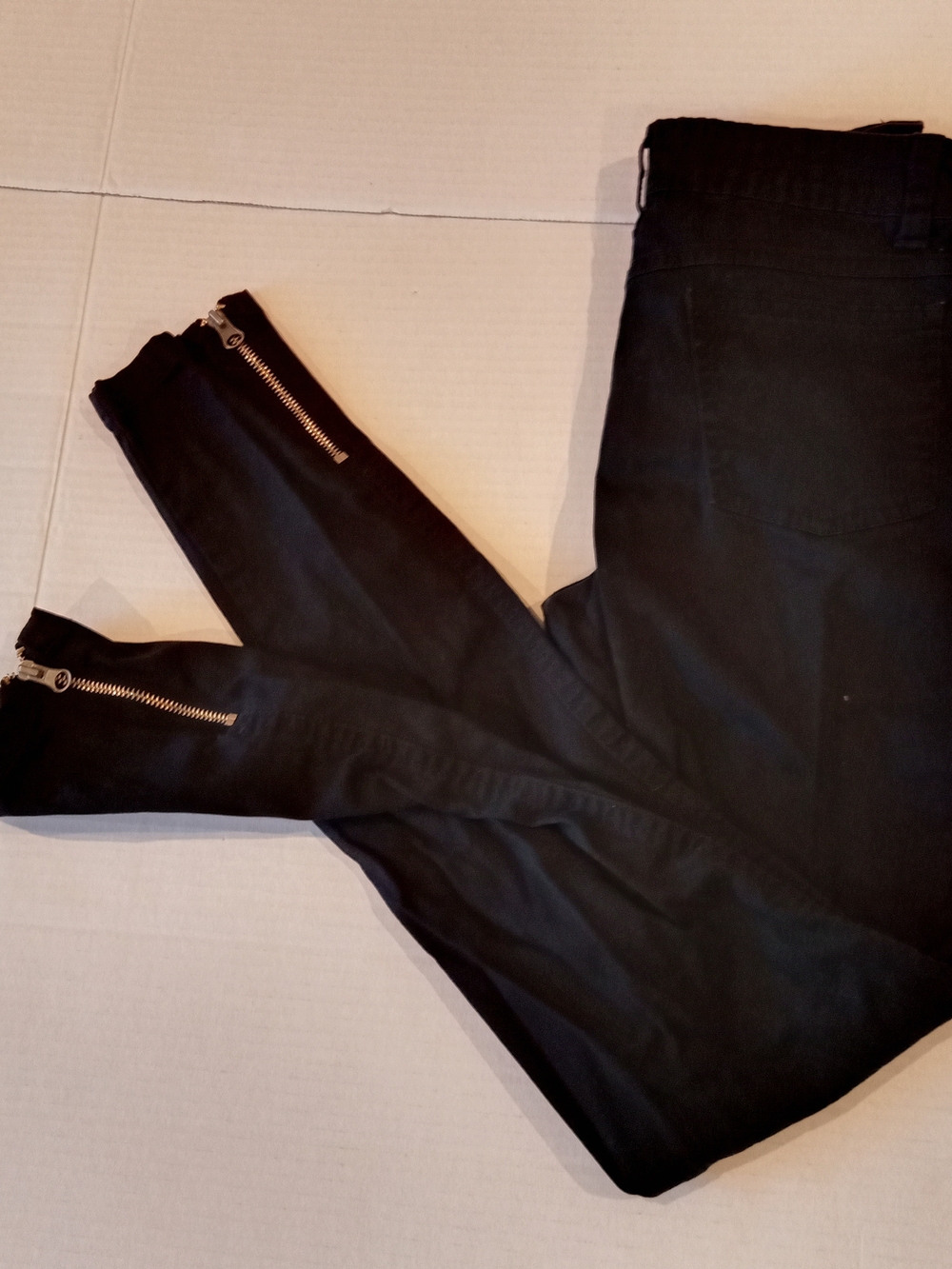 Black Zip Ankle-Detail Pants Girls Size 14 Skinny